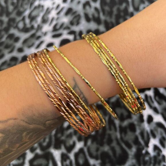 stackable textured metal bangles - Picture 1 of 5